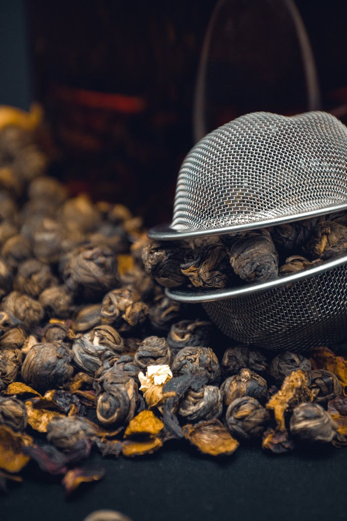 Brown and Black Dried Tea Leaves